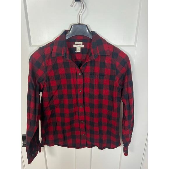 L.L. Bean Scotch Plaid Shirt Red Black Size Womens Small Flannel Long Sleeve‎ - Picture 5 of 10